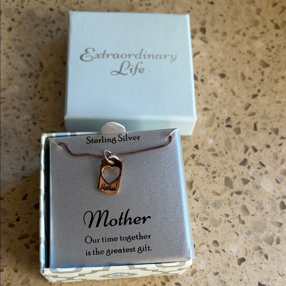 Xtraordinary Rose Gold 'Mother' Heart Tag Necklace